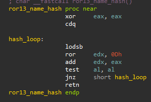 MoonBounce 与 xTalker rootkit 以相同方式使用的名称哈希算法